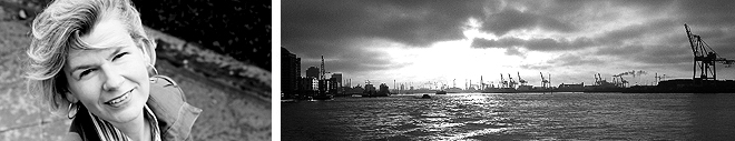 Portrait Gesine Oltmanns und Hamburger Hafen